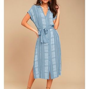 LUSH I’m the One Blue & White Striped Shirt Dress